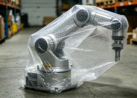 氣泡布整廠設備搭配工業機器人的防護應用