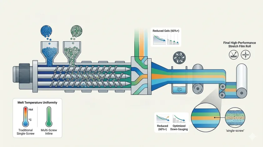 Why Multi-Screw Inline Mixing is Gaining Popularity in High-End Stretch Film Extrusion Machines