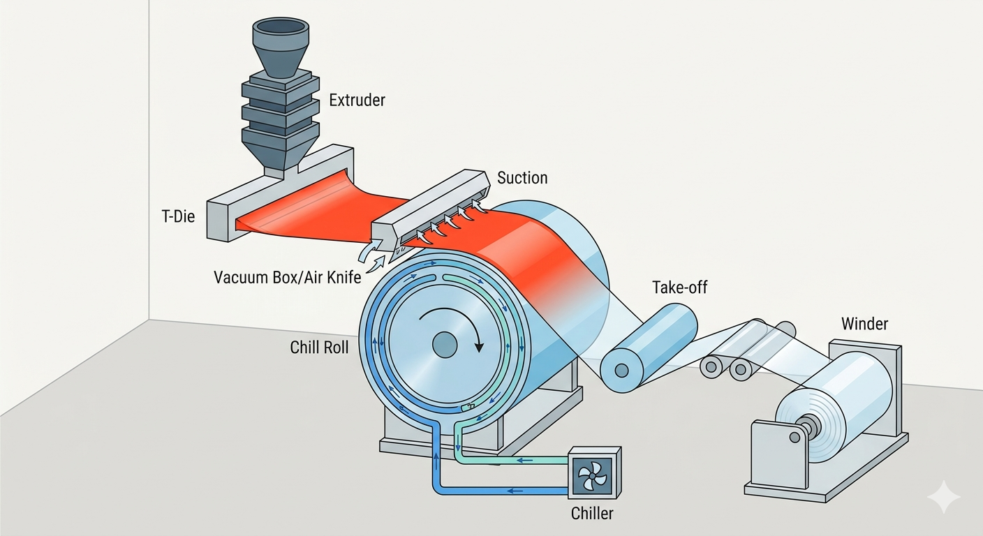 Comment fonctionne le processus de refroidissement par coulée dans les machines de film étirable à 2 couches