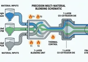 Como uma máquina de filme bolha de 7 camadas de alta velocidade realiza a mistura de múltiplos materiais?