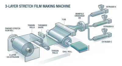 3-Layer Co-Extrusion Equipment of Stretch Film Making Machine