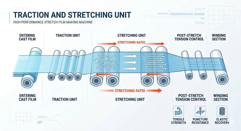 Traction and Stretching Function of Stretch Film Making Machine