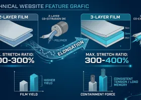 Diferencia en la relación de estiramiento máxima entre películas de 2 y 3 capas producidas por la Extrusora de película estirable