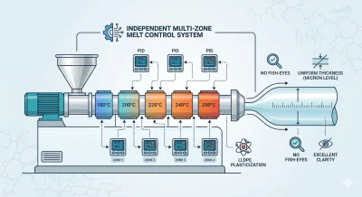 نظام التحكم في الانصهار متعدد المناطق المستقل لـ خط إنتاج رول استرتش 5 طبقات