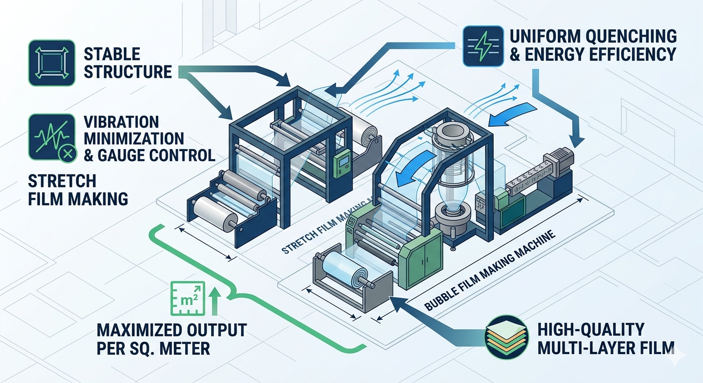 Impact of Overall Dimensions on Stretch Film Making Machine and Bubble Film Making Machine