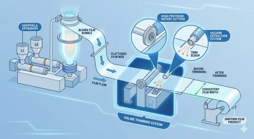 Online-Randschnittsysteme für Luftpolsterfolien-Extrusionsanlage