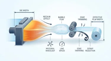 Die Width vs. Effective Film Width of 2-Layer Bubble Film Making Machine