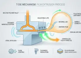 Ontrafelen van het T-Matrijs Mechanisme in een Luchtkussenfolie Extrusiemachine