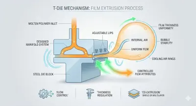 Ontrafelen van het T-Matrijs Mechanisme in een Luchtkussenfolie Extrusiemachine