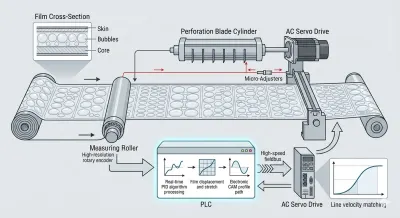 SPS-gesteuerte Perforationsabstandsregelung bei der Luftpolsterfolien-Extrusionsanlage